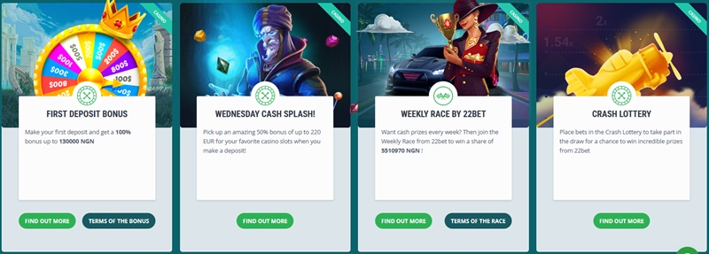 Bonuses offered for casino games