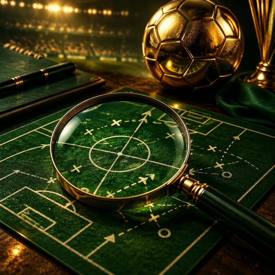 A magnifying glass over a tactical pitch plan