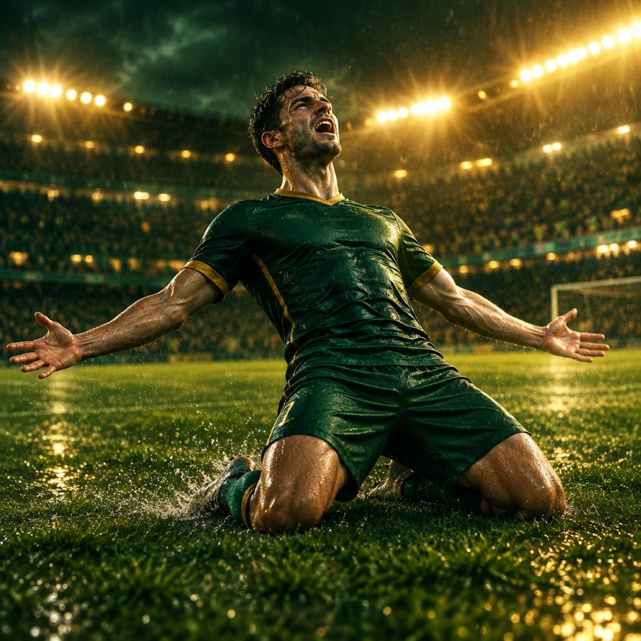 A striker slides on his knees after scoring